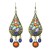 Modern ethnic long earrings with simulated colorful gem stones